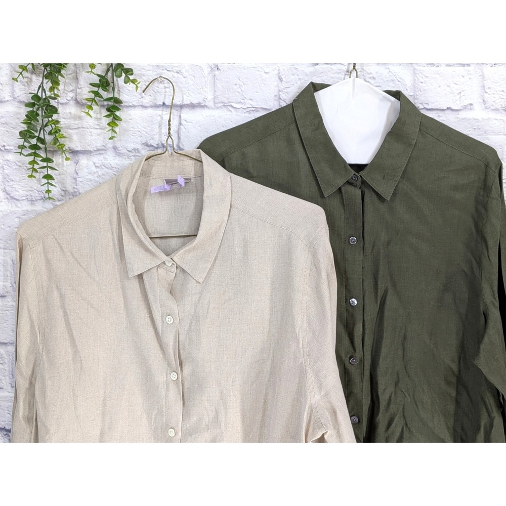 LINEN LOT 2🌿J Jill Love XL Long Sleeve Shirt Button Blouse Chic Quiet Luxury